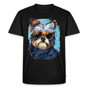 Morkie Dog Breed Pet Cute Graphic with Sunglasses - Men's Premium Organic T-Shirt - black - Front - Nico (187cm)