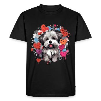 Morkie Dog Breed Pet Cute Graphic with Hearts - Men's Premium Organic T-Shirt - black - Front - Nico (187cm)