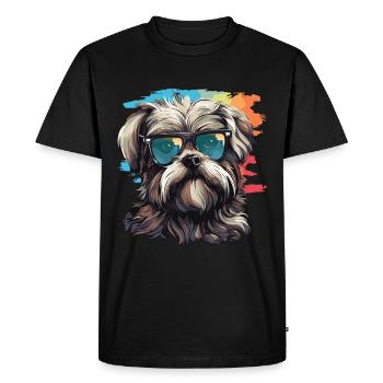 Morkie Dog Breed Pet Cute Graphic with Sunglasses - Men's Premium Organic T-Shirt - black - Front - Nico (187cm)