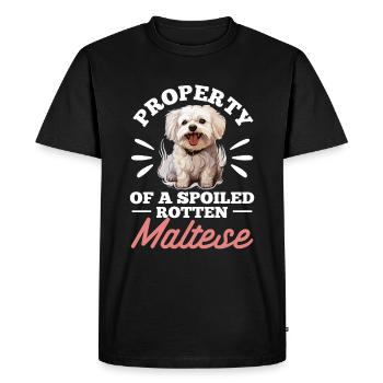 Chien maltais de race d’animaux de compagnie Propriété d’un gâté - T-shirt Premium bio Homme - noir - Devant - Nico (187cm)