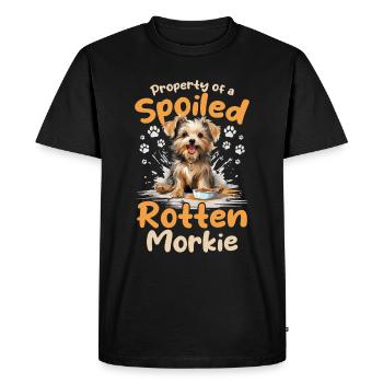 Morkie chien race animal de compagnie propriété d’un pourri gâté - T-shirt Premium bio Homme - noir - Devant - Nico (187cm)