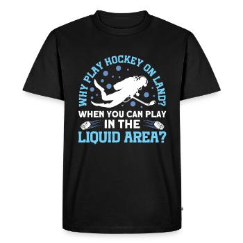 Why Play Hockey On Land? Underwater Hockey - Men's Premium Organic T-Shirt - black - Front - Nico (187cm)