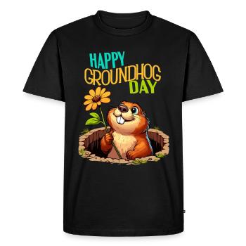Jour de la marmotte souhaite un joyeux jour de la marmotte au printemps US - T-shirt Premium bio Homme - noir - Devant - Nico (187cm)