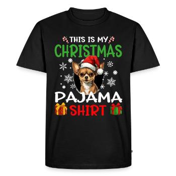 Chihuahua Chiwawa Chien Noël Pyjama Joyeux Noël - T-shirt Premium bio Homme - noir - Devant - Nico (187cm)