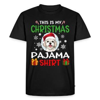 Pyjama de Noël pour chien maltais Joyeux Noël - T-shirt Premium bio Homme - noir - Devant - Nico (187cm)