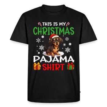 Dachshund Wiener Doxie Dog Christmas Pajama - Men's Premium Organic T-Shirt - black - Front - Nico (187cm)