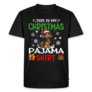 Dachshund Wiener Doxie Dog Christmas Pajama - Men's Premium Organic T-Shirt - black - Front - Nico (187cm)