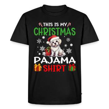 Pyjama de Noël pour chien maltais Joyeux Noël - T-shirt Premium bio Homme - noir - Devant - Nico (187cm)