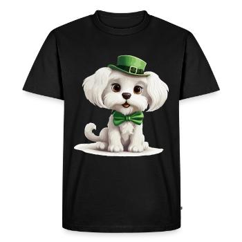 Chien maltais Fête de la Saint-Patrick Fête de la Saint-Patrick - T-shirt Premium bio Homme - noir - Devant - Nico (187cm)