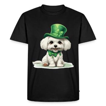 Chien maltais Fête de la Saint-Patrick Fête de la Saint-Patrick - T-shirt Premium bio Homme - noir - Devant - Nico (187cm)