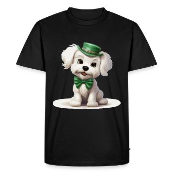 Chien maltais Fête de la Saint-Patrick Fête de la Saint-Patrick - T-shirt Premium bio Homme - noir - Devant - Nico (187cm)