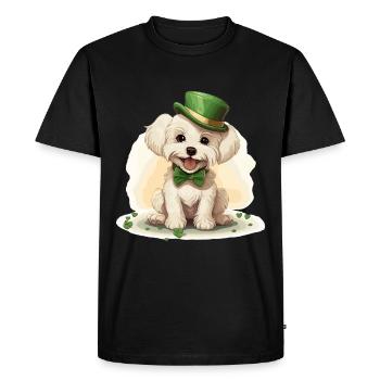 Chien maltais Fête de la Saint-Patrick Fête de la Saint-Patrick - T-shirt Premium bio Homme - noir - Devant - Nico (187cm)