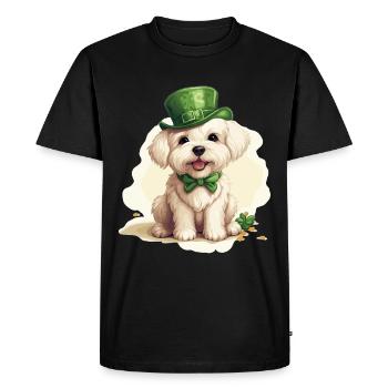 Chien maltais Fête de la Saint-Patrick Fête de la Saint-Patrick - T-shirt Premium bio Homme - noir - Devant - Nico (187cm)