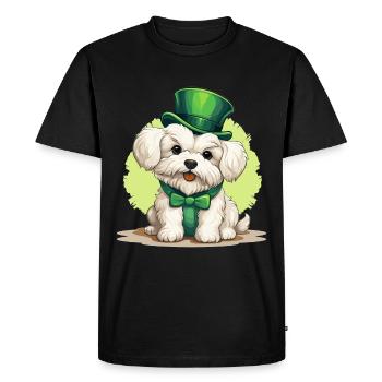 Chien maltais Fête de la Saint-Patrick Fête de la Saint-Patrick - T-shirt Premium bio Homme - noir - Devant - Nico (187cm)
