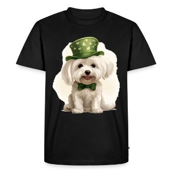 Chien maltais Fête de la Saint-Patrick Fête de la Saint-Patrick - T-shirt Premium bio Homme - noir - Devant - Nico (187cm)