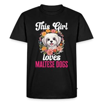 Chien maltais de race animal de compagnie Cette fille aime les chiens maltais - T-shirt Premium bio Homme - noir - Devant - Nico (187cm)