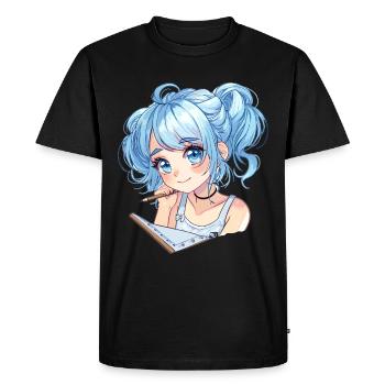 Anime and Sketching Anime Girl Sketching Otaku - Men's Premium Organic T-Shirt - black - Front - Nico (187cm)