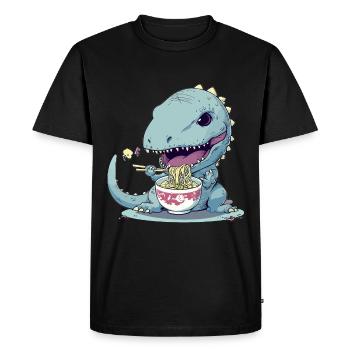 Goth Pastel Mignon Effrayant Kawaii T-Rex Manger Ramen - T-shirt Premium bio Homme - noir - Devant - Nico (187cm)