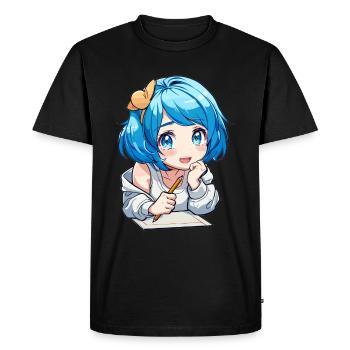 Anime and Sketching Anime Girl Sketching Otaku - Men's Premium Organic T-Shirt - black - Front - Nico (187cm)