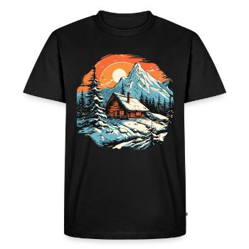 Cabane d’hiver Montagnes Skieurs Ski - T-shirt Premium bio Homme - noir - Devant - Nico (187cm)