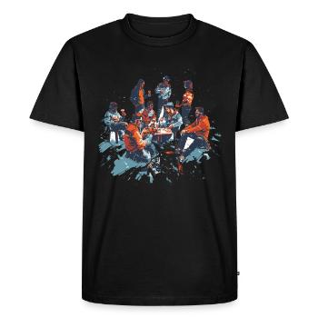 Winter hut party beer skiers skis - Men's Premium Organic T-Shirt - black - Front - Nico (187cm)
