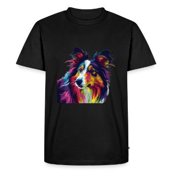 Shetland chien de berger Sheltie chien Pop Art coloré - T-shirt Premium bio Homme - noir - Devant - Nico (187cm)
