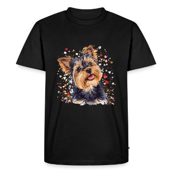 Yorkshire Terrier Yorkie Chien Race Animal Mignon - T-shirt Premium bio Homme - noir - Devant - Nico (187cm)