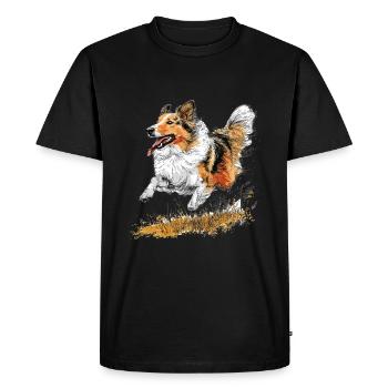 Shetland Chien de berger Sheltie race de chien animal de compagnie mignon - T-shirt Premium bio Homme - noir - Devant - Nico (187cm)
