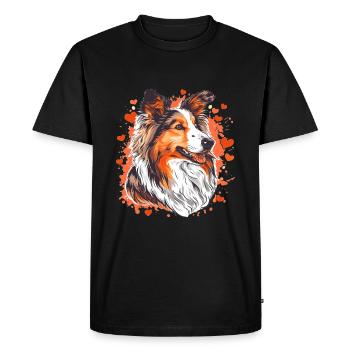 Shetland Chien de berger Sheltie race de chien animal de compagnie mignon - T-shirt Premium bio Homme - noir - Devant - Nico (187cm)