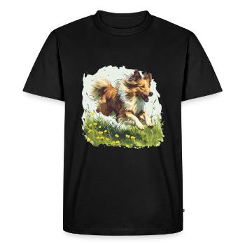 Shetland Chien de berger Sheltie race de chien animal de compagnie mignon - T-shirt Premium bio Homme - noir - Devant - Nico (187cm)