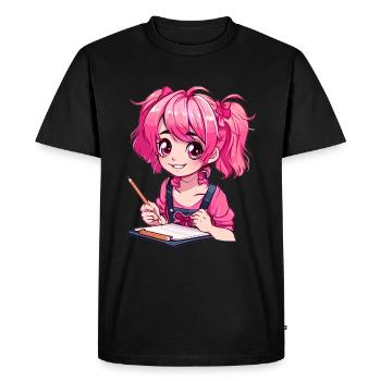 Anime and Sketching Anime Girl Sketching Otaku - Men's Premium Organic T-Shirt - black - Front - Nico (187cm)