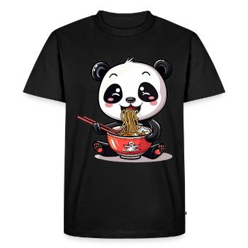 Kawaii Panda eating Ramen Noodle Soup Cute Graphic - Men's Premium Organic T-Shirt - black - Front - Nico (187cm)