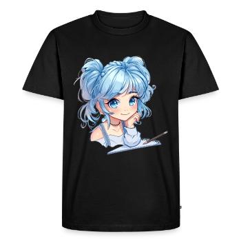 Anime and Sketching Girl Sketching Otaku Graphic - Men's Premium Organic T-Shirt - black - Front - Nico (187cm)