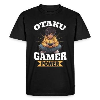 Anime Gaming Boy Manga GamerOtaku Gamer Power - Men's Premium Organic T-Shirt - black - Front - Nico (187cm)