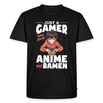 Anime Ramen Gaming Boy Manga Gamer Otaku - T-shirt Premium bio Homme - noir - Devant - Nico (187cm)