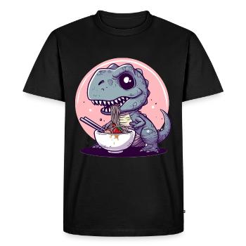 Goth Pastel Mignon Effrayant Kawaii T-Rex Manger Ramen - T-shirt Premium bio Homme - noir - Devant - Nico (187cm)