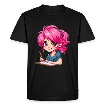 Anime and Sketching Anime Girl Sketching Otaku - Men's Premium Organic T-Shirt - black - Front - Nico (187cm)