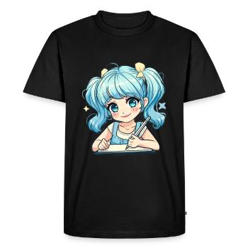 Anime and Sketching Anime Girl Sketching Otaku - Men's Premium Organic T-Shirt - black - Front - Nico (187cm)