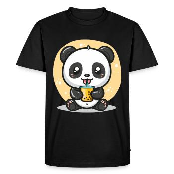 Kawaii Panda Boire Bubble Tea Boba Anime Mignon - T-shirt Premium bio Homme - noir - Devant - Nico (187cm)