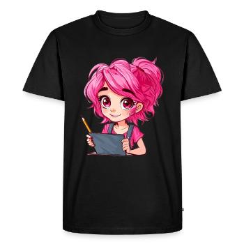 Anime and Sketching Anime Girl Sketching Otaku - Men's Premium Organic T-Shirt - black - Front - Nico (187cm)