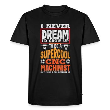 Funny CNC machinist - Men's Premium Organic T-Shirt - black - Front - Nico (187cm)