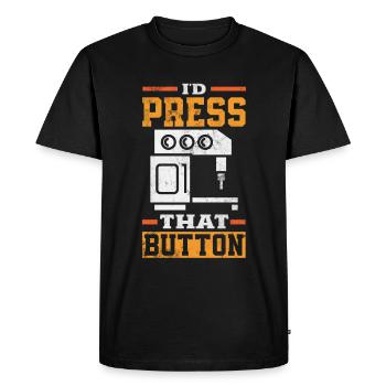 Funny CNC machinist - Men's Premium Organic T-Shirt - black - Front - Nico (187cm)