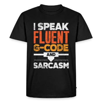 Funny CNC machinist - Men's Premium Organic T-Shirt - black - Front - Nico (187cm)