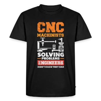 Funny CNC machinist - Men's Premium Organic T-Shirt - black - Front - Nico (187cm)