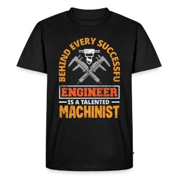 Funny CNC machinist - Men's Premium Organic T-Shirt - black - Front - Nico (187cm)