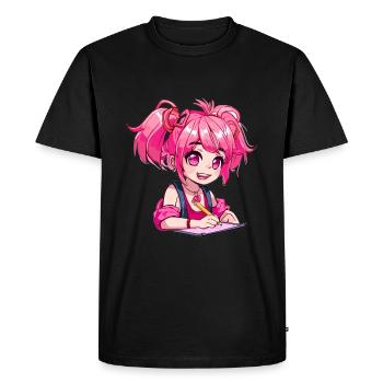 Anime and Sketching Anime Girl Sketching Otaku - Men's Premium Organic T-Shirt - black - Front - Nico (187cm)