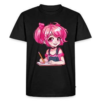 Anime and Sketching Anime Girl Sketching Otaku - Men's Premium Organic T-Shirt - black - Front - Nico (187cm)