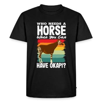 Funny zookeeper okapi lover - Men's Premium Organic T-Shirt - black - Front - Nico (187cm)