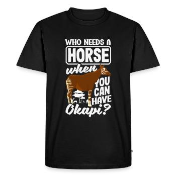 Funny zookeeper okapi lover - Men's Premium Organic T-Shirt - black - Front - Nico (187cm)