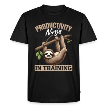 Drôle paresseux paresseux Ninja de la productivité à l’entraînement - T-shirt Premium bio Homme - noir - Devant - Nico (187cm)